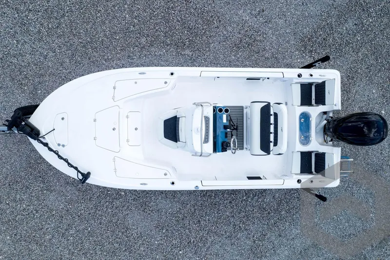 Slide: The Image of Overhead view of 2026 Tidewater 2110 Bay Max boat on gravel surface. - 87