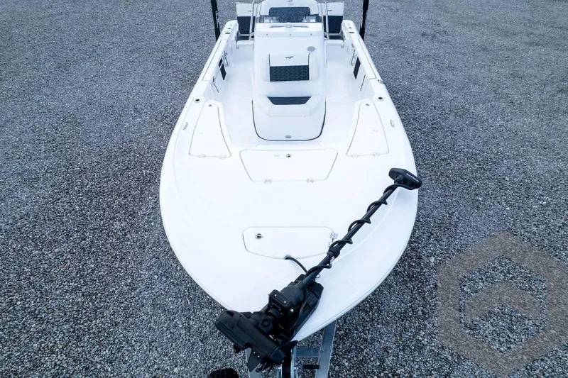 Slide: The Image of 2026 Tidewater 2110 Bay Max boat on gravel, top view. - 97