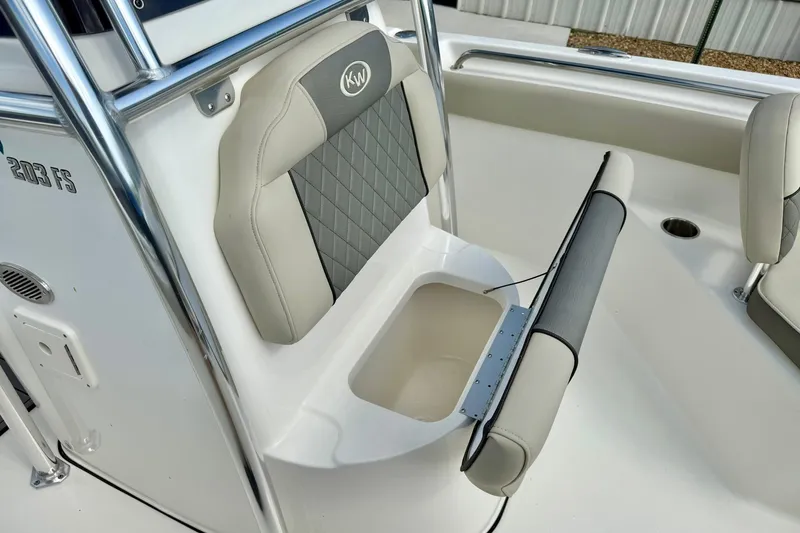 Slide: The Image of 2025 Key West 203 FS boat seat with storage compartment, featuring elegant design and functionality. - 17