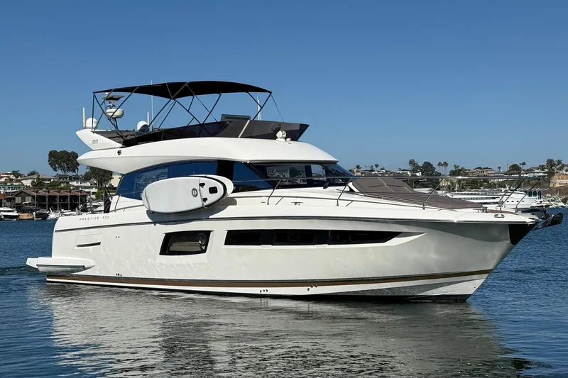 Slide: The Image of Luxury 2016 Prestige 500 yacht on calm water, clear sky background. - 2