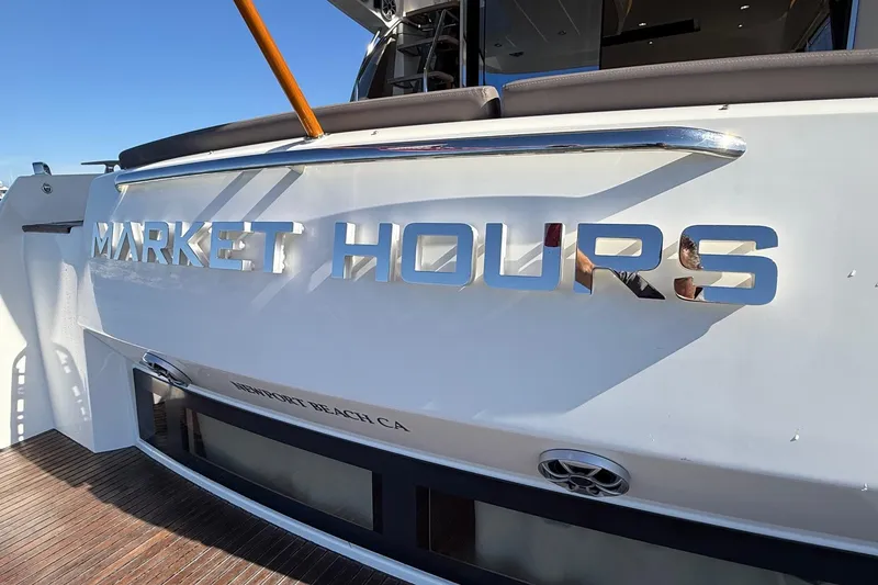 Slide: The Image of 2016 Prestige 500 yacht with "Market Hours" name, Newport Beach, CA. - 8