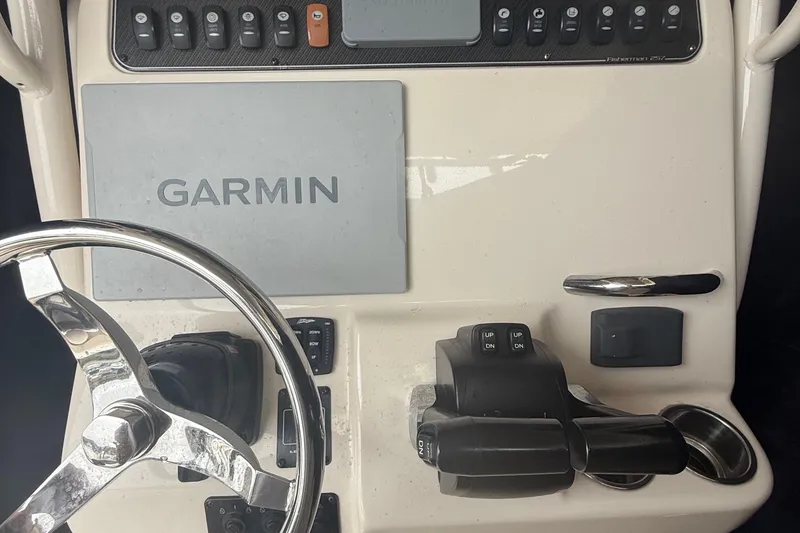 Slide: The Image of Grady-White Fisherman 257 dashboard with Garmin navigation system, 2020 model. - 25
