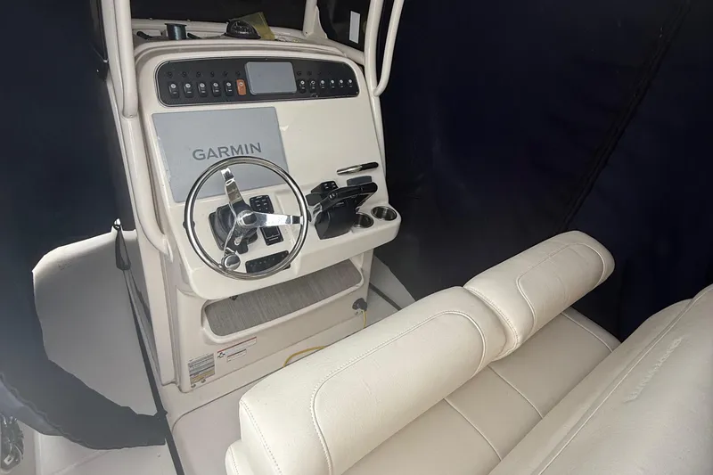 Slide: The Image of 2020 Grady-White Fisherman 257 helm with Garmin navigation and plush seating. - 28