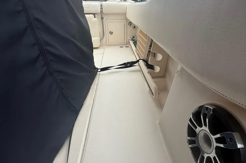 Slide: The Image of 2020 Grady-White Fisherman 257 interior with speaker and storage area. - 46