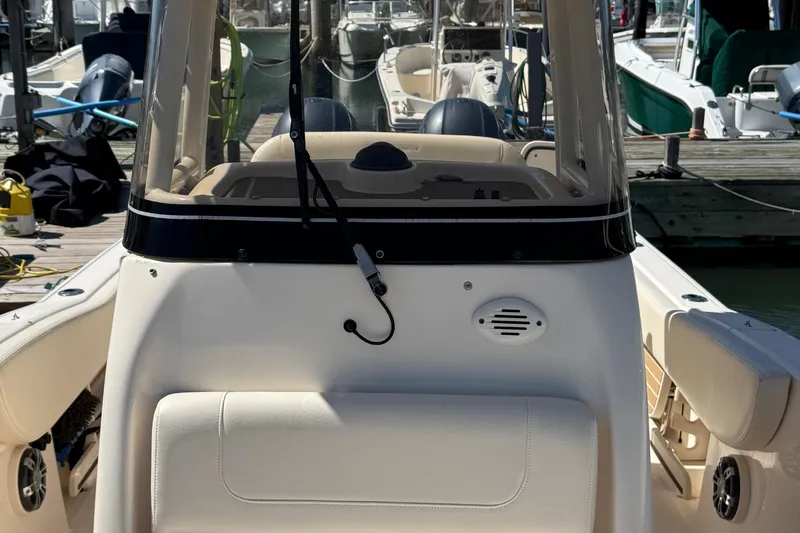 Slide: The Image of 2020 Grady-White Fisherman 257 boat console at marina dock. - 64