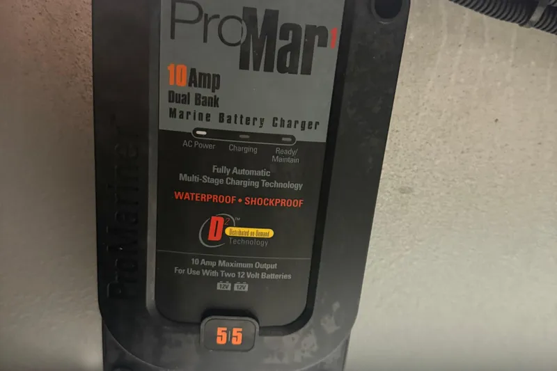 Slide: The Image of ProMariner 10 Amp dual bank marine battery charger, waterproof and shockproof, model 1610 FM. - 17