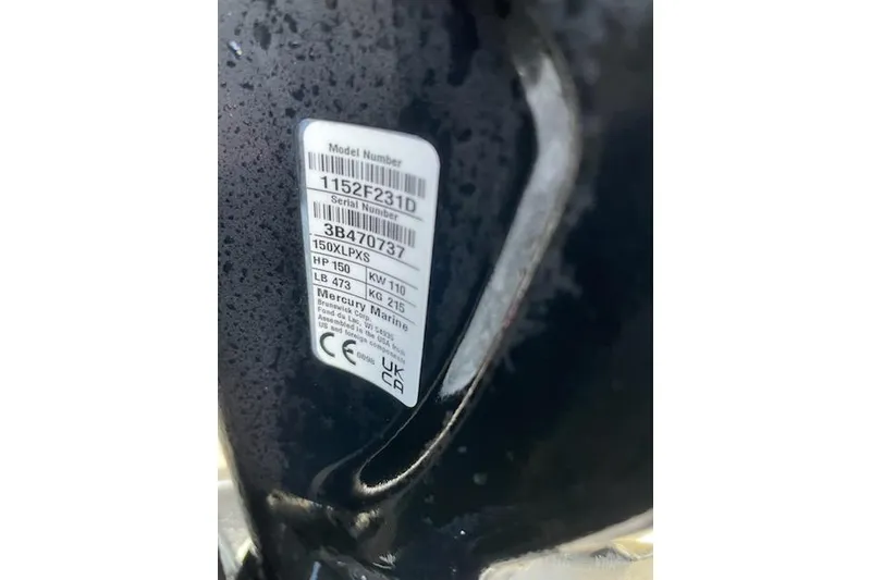 Slide: The Image of Label on 2024 Mako Pro Skiff 19 CC, displaying model and serial numbers. - 15