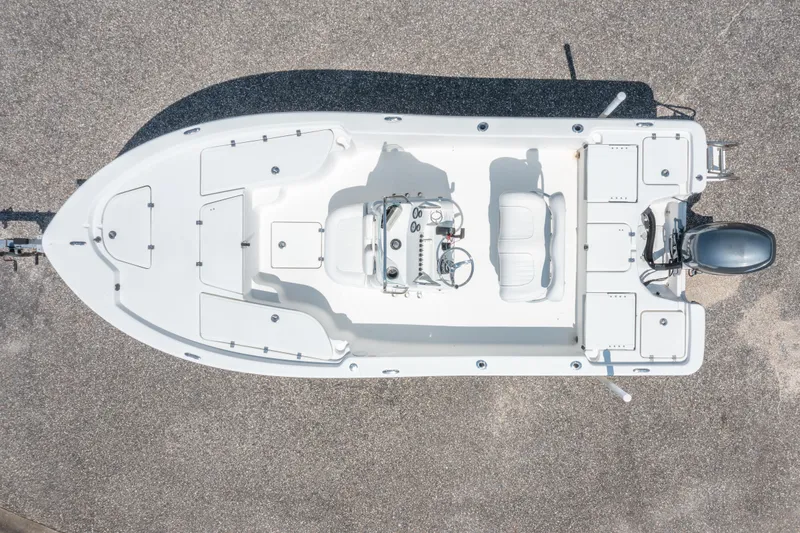 Slide: The Image of Aerial view of 2013 Sea Fox 200XT boat on trailer, showcasing deck layout. - 4
