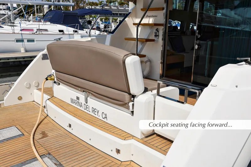 Slide: The Image of 2013 Fairline Squadron 42 yacht with reversible cockpit seating at Marina del Rey, CA. - 6