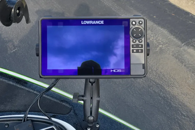 Slide: The Image of Lowrance HDS9 fishfinder on 2020 Nitro Z19 Sport boat dashboard. - 10