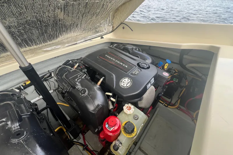 Slide: The Image of Engine compartment of a 2017 Chris-Craft Launch 28 with Volvo Penta 350 V8 engine. - 19