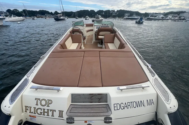 Slide: The Image of 2017 Chris-Craft Launch 28 boat docked in Edgartown, MA harbor. - 4