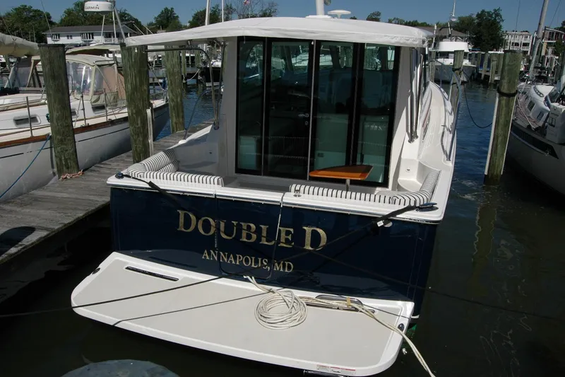 Slide: The Image of 2014 Back Cove 37 boat docked in Annapolis, Maryland marina. - 27