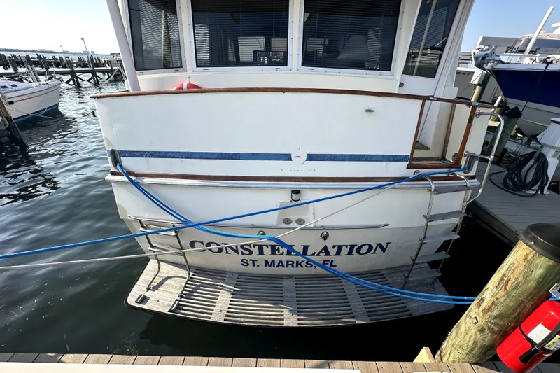 Slide: The Image of 1985 Chris-Craft 500 Constellation docked at marina, St. Marks, FL. - 135