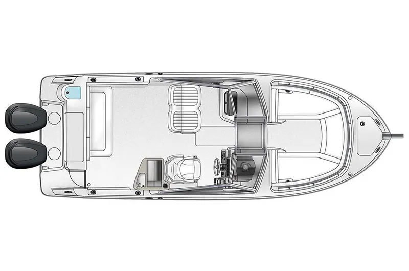 Slide: The Image of Manufacturer Provided Image: Top view of 2014 Robalo R247 Dual Console boat layout. - 4