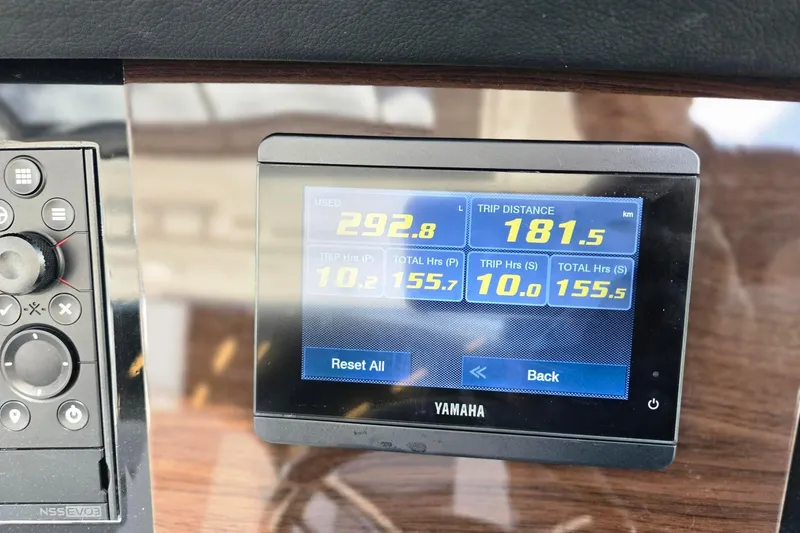 Slide: The Image of Dashboard of 2022 Chaparral 280 OSX showing trip data on Yamaha display. - 12