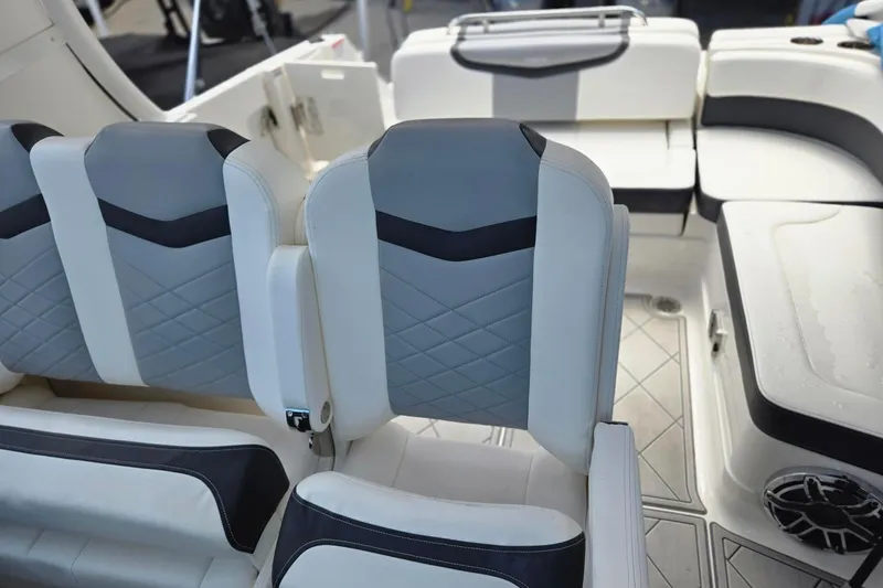 Slide: The Image of 2022 Chaparral 280 OSX boat interior with stylish seating and modern design. - 15