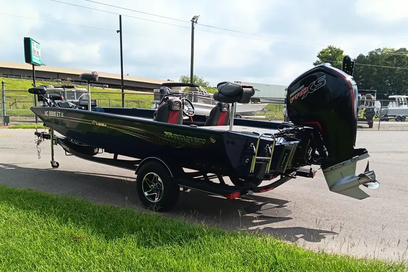 Slide: The Image of 2021 Ranger RT188P boat with Mercury Pro XS engine on a trailer. - 4