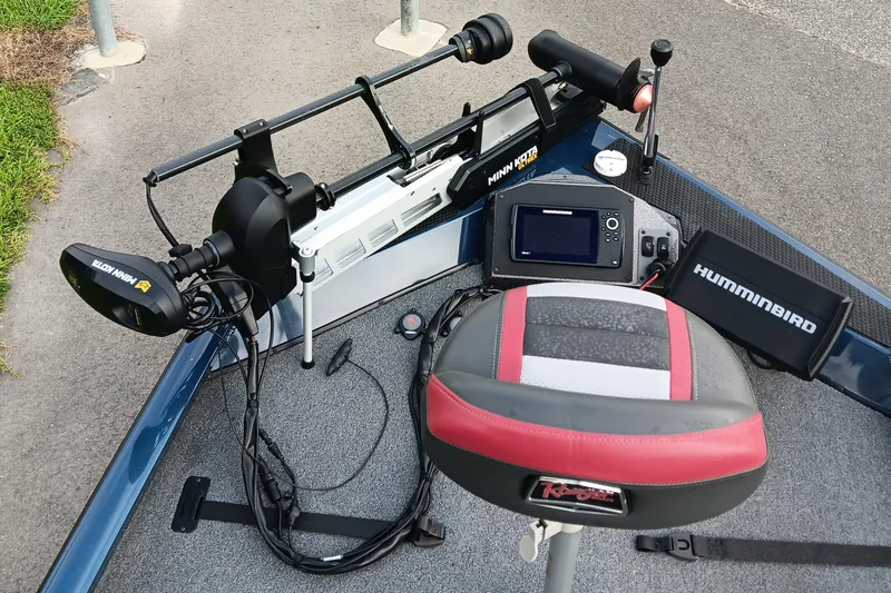 Slide: The Image of 2021 Ranger RT188P boat with Minn Kota trolling motor and Humminbird electronics. - 7