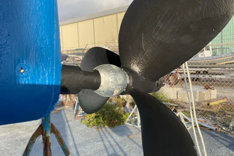 Slide: The Image of Close-up of a Beneteau Oceanis 461 sailboat propeller, 1997 model. - 15