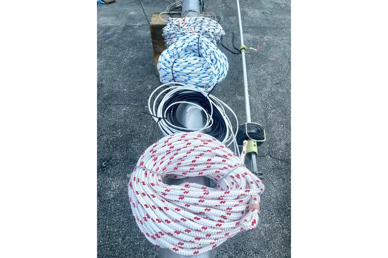 Slide: The Image of Coiled ropes on Beneteau Oceanis 461 sailboat deck, 1997 model. - 35
