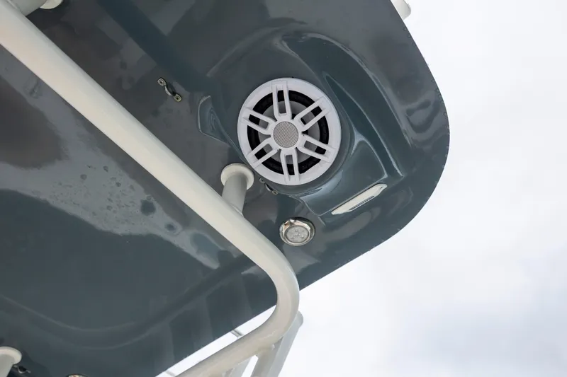 Slide: The Image of Close-up of 2017 Key West 244 Center Console boat speaker and light. - 21