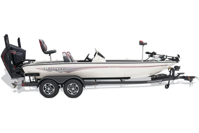 Slide: The Image of Ranger ALPHA 208 boat interior with storage compartments and seat, 2025 model. - 9