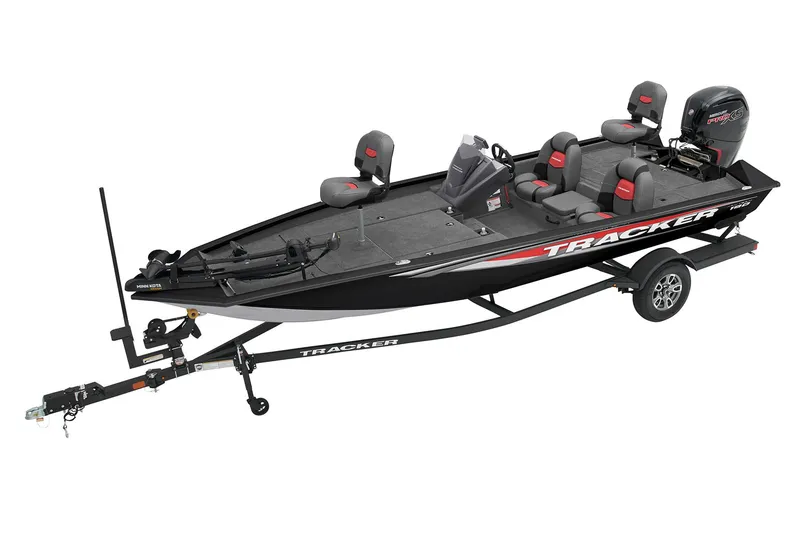 The Image of 2026 Tracker Pro Team 190 boat in showroom, featuring sleek design and comfortable seating. - 2