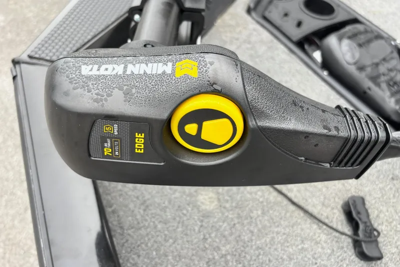 Slide: The Image of Minn Kota Edge trolling motor on 2023 Ranger RT178 boat, featuring 70 lbs thrust. - 2