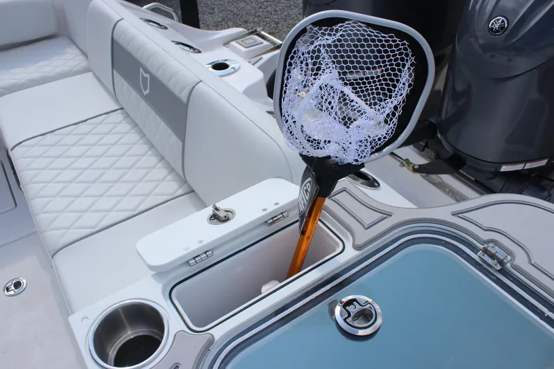 Slide: The Image of Fishing net and seating on 2026 Sea Fox 268 Commander boat deck. - 20