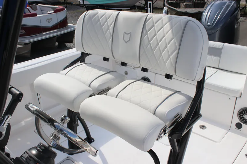 Slide: The Image of Luxurious seating on 2026 Sea Fox 268 Commander boat with diamond-stitched upholstery. - 22