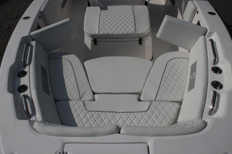 Slide: The Image of Luxurious seating area on 2026 Sea Fox 268 Commander boat with quilted upholstery. - 27