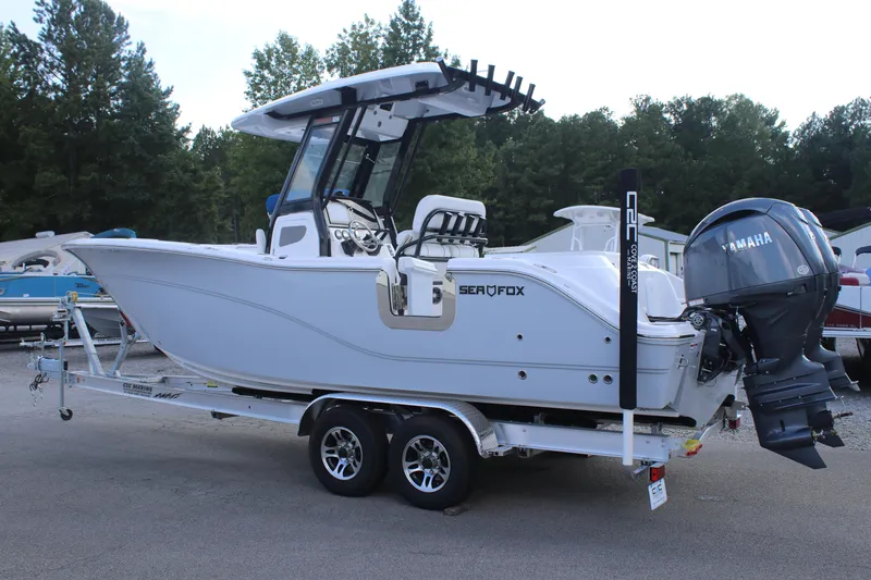 Slide: The Image of 2026 Sea Fox 268 Commander boat on trailer with Yamaha outboard motor. - 3