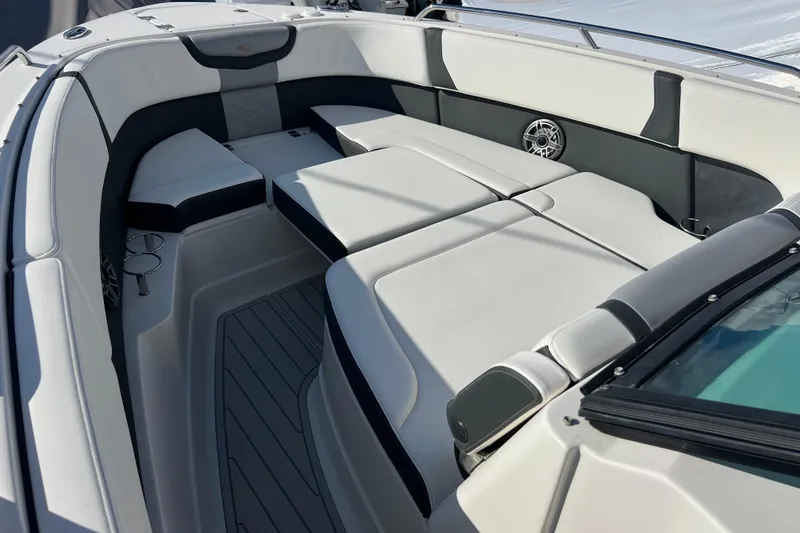 Slide: The Image of 2020 Chaparral 280 OSX boat interior with spacious seating and modern design. - 16