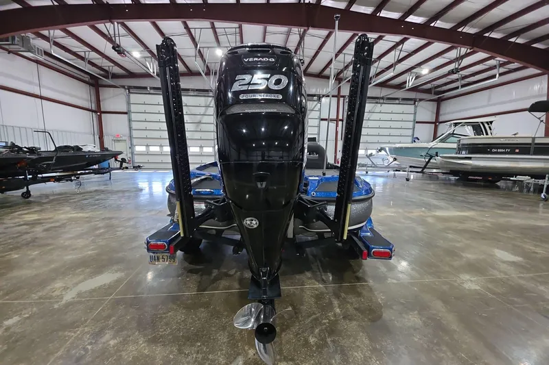 Slide: The Image of 2016 Nitro Z21 boat with powerful Verado 250 engine in spacious indoor storage. - 5