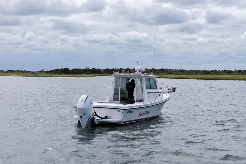 Slide: The Image of 2022 Steiger Craft 255DV Miami boat on water under cloudy sky. - 8