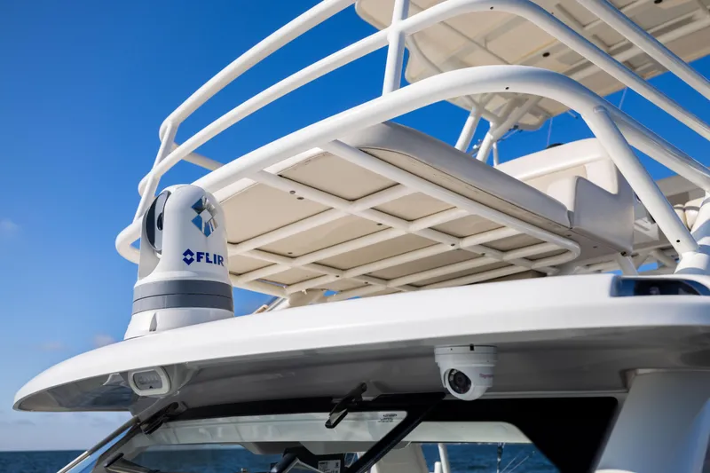 Slide: The Image of 2021 Boston Whaler 420 Outrage with FLIR camera, ocean backdrop, clear sky. - 65