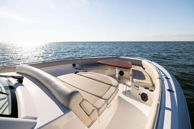 Slide: The Image of 2021 Boston Whaler 420 Outrage boat interior with ocean view. - 70