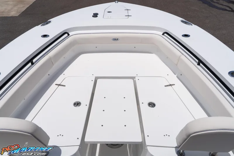 Slide: The Image of 2026 Sea Hunt Gamefish 27 Coffin Box boat interior, featuring spacious seating and storage. - 36