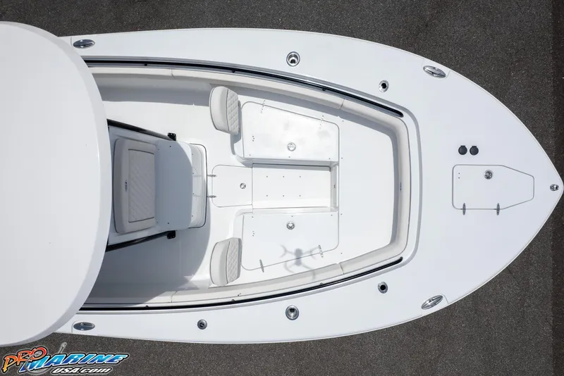 Slide: The Image of 2026 Sea Hunt Gamefish 27 Coffin Box boat, aerial view of deck layout. - 7