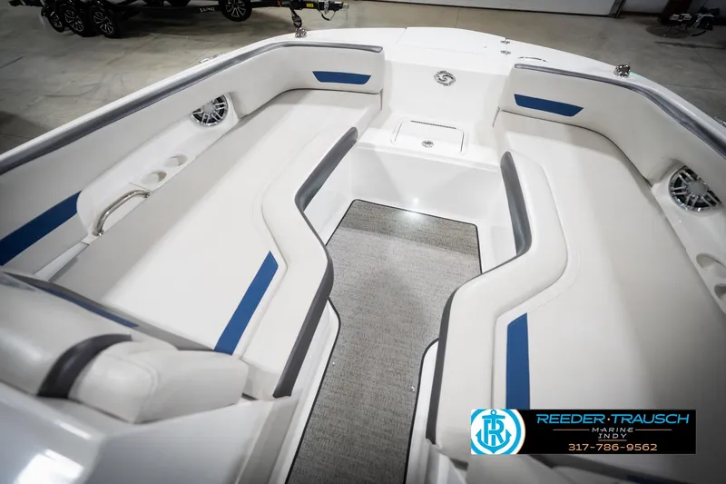 Slide: The Image of Interior of 2022 Hurricane 235RD boat with spacious seating and modern design. - 27