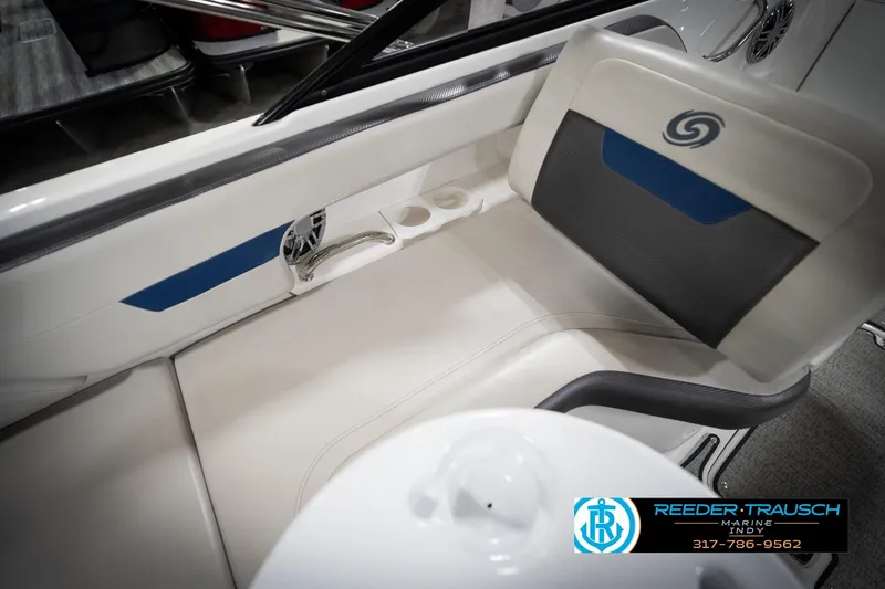 Slide: The Image of Interior seating of 2022 Hurricane 235RD boat with cup holders and speaker. - 40