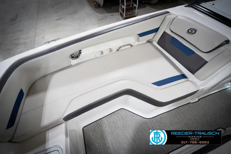 Slide: The Image of 2022 Hurricane 235RD boat interior with sleek seating and modern design. - 42