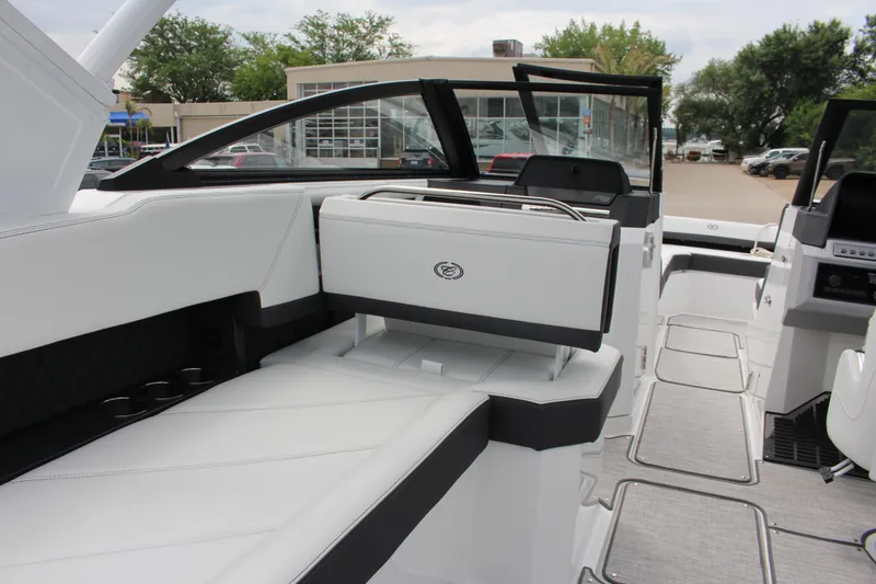 Slide: The Image of Luxurious interior of 2025 Cobalt R8 boat with sleek white seating and modern design. - 39