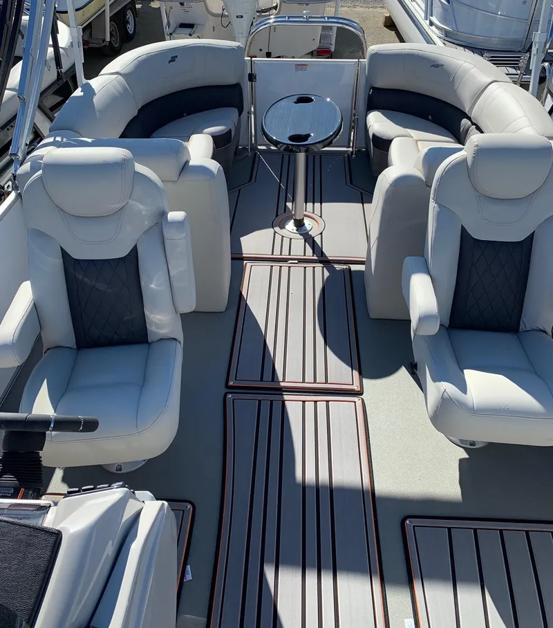 Slide: The Image of 2024 Starcraft SLS3 boat interior with luxurious seating and modern design. - 10