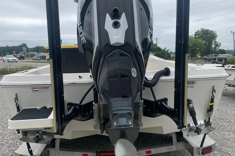 Slide: The Image of 2016 Ranger 2510 Bay Ranger boat with Evinrude engine on trailer. - 3