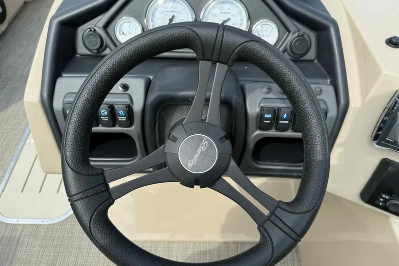 Slide: The Image of Steering wheel of 2026 Bentley Pontoons Legacy 223 Navigator 3/4Tube boat. - 15