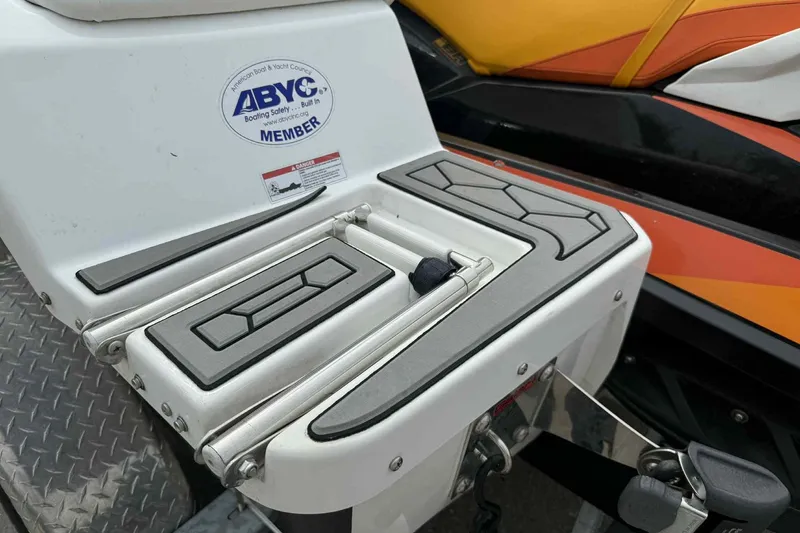 Slide: The Image of 2024 Galar Boats Typhoon with Seadoo GTI SE 155, featuring ABYC member sticker. - 10