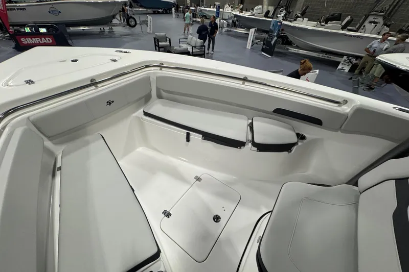 Slide: The Image of 2026 Sea Pro 222 Center Console boat interior with seating and storage compartments. - 19