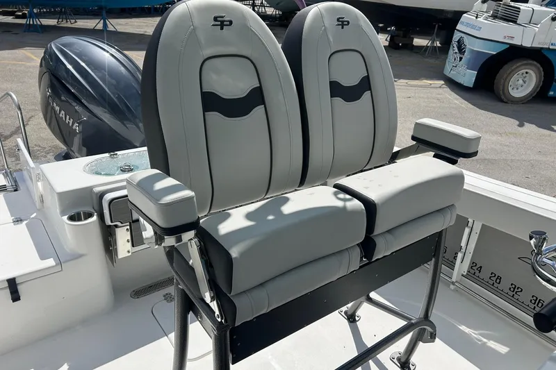 Slide: The Image of 2026 Sea Pro 222 Center Console boat with dual seats and Yamaha engine. - 5